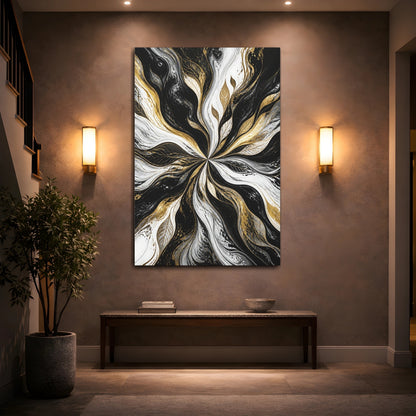 Mockup 2. Abstract Gold Leaf Swirl shown as canvas print