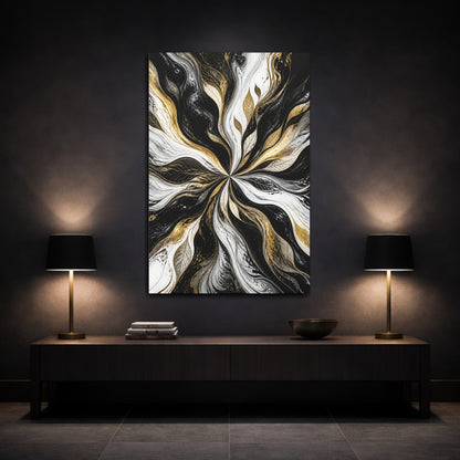Mockup 3. Abstract Gold Leaf Swirl shown as canvas print