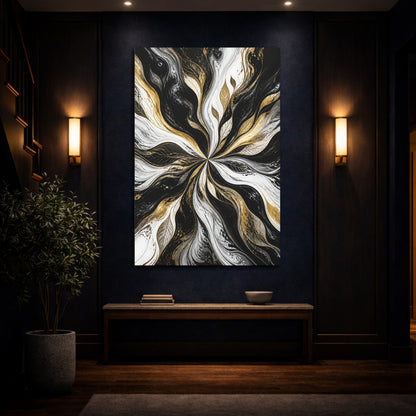 Mockup 4. Abstract Gold Leaf Swirl shown as canvas print