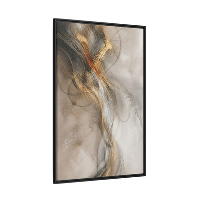 Side Mockup 12. Abstract Gold Linework shown as framed canvas print