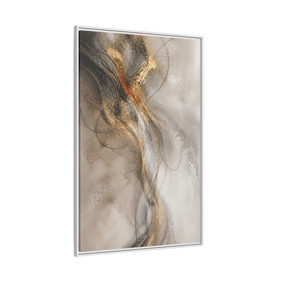 Side Mockup 7. Abstract Gold Linework shown as framed canvas print