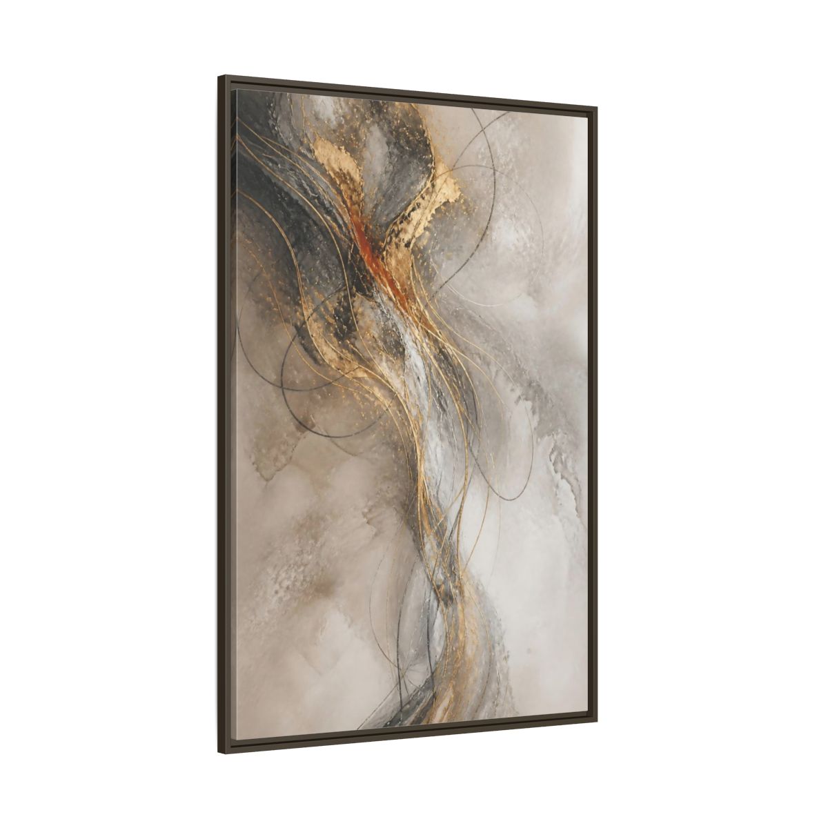 Side Mockup 8. Abstract Gold Linework shown as framed canvas print