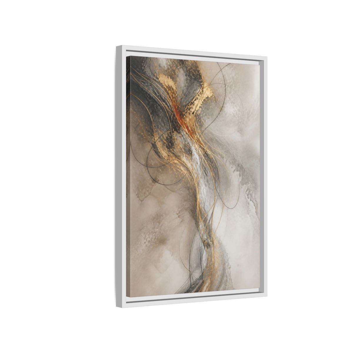 Side Mockup 1. Abstract Gold Linework shown as framed canvas print