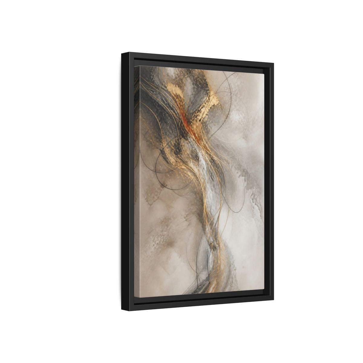 Side Mockup 6. Abstract Gold Linework shown as framed canvas print