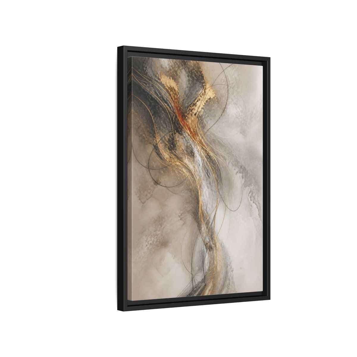 Side Mockup 3. Abstract Gold Linework shown as framed canvas print