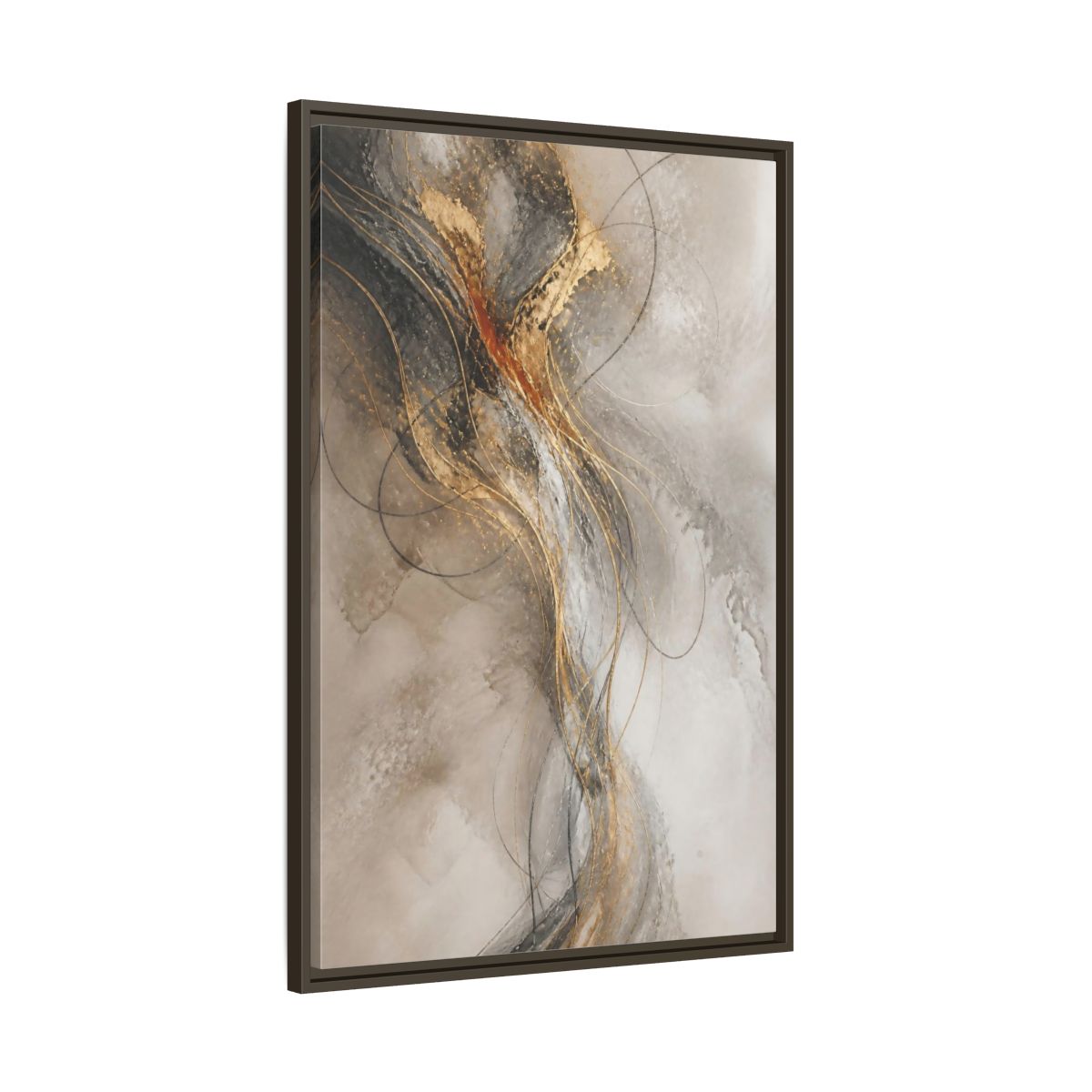 Main Mockup. Abstract Gold Linework shown as framed canvas print