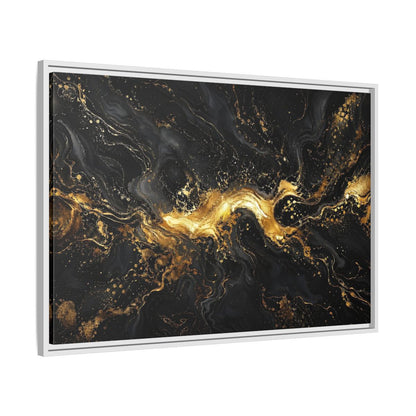 Side Mockup 9. Abstract Gold Marble Black And Gold shown as stretched canvas wall art