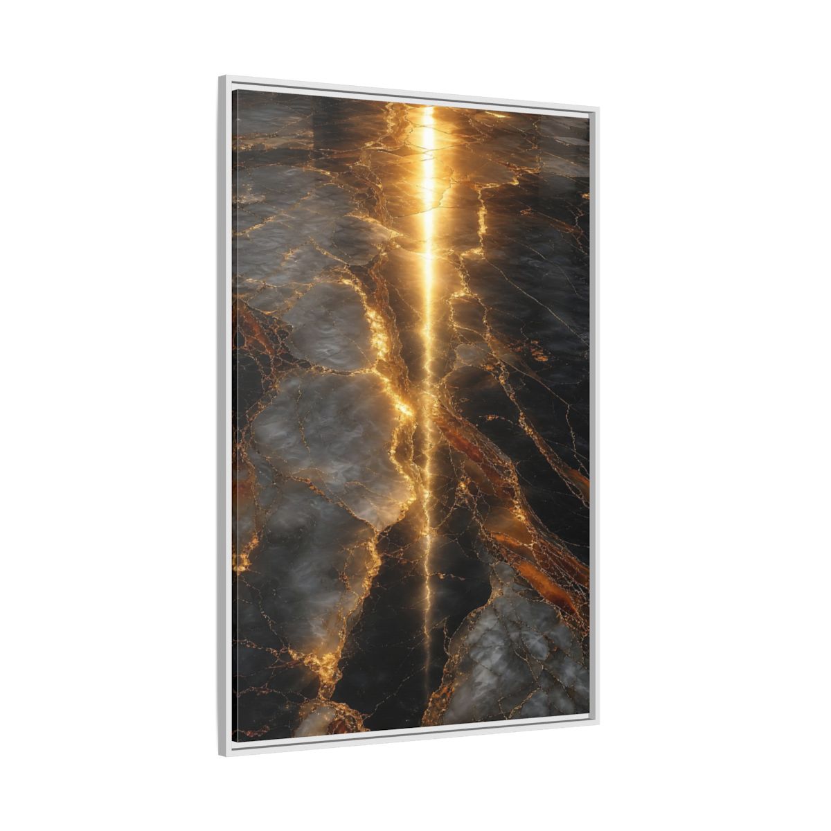 Abstract Gold Marble Black and Framed Canvas Wall Art - Living Room Decor Above Console Table shown as canvas wall art
