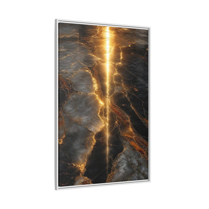 Abstract Gold Marble Black and Framed Canvas Wall Art - Living Room Decor Above Console Table shown as canvas wall art