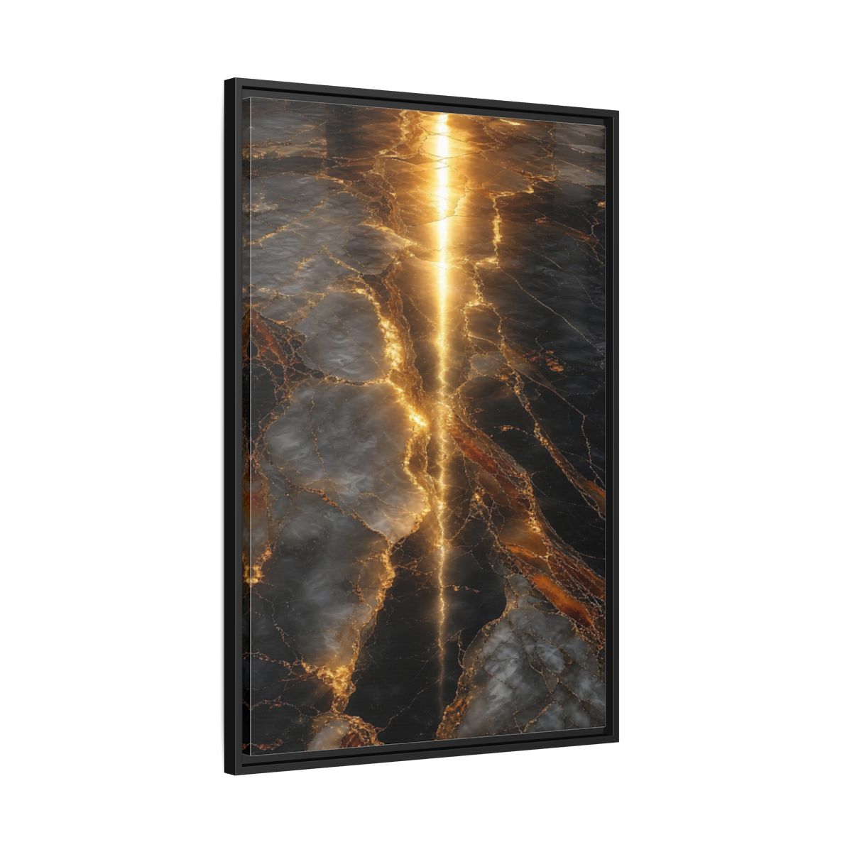 Abstract Gold Marble Black and Framed Canvas Wall Art - Living Room Decor Above Console Table shown as canvas wall art