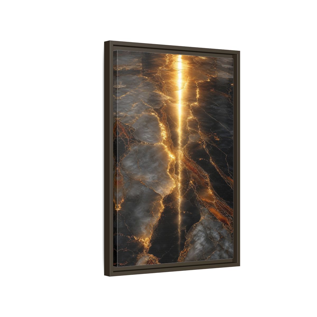 Abstract Gold Marble Black and Framed Canvas Wall Art - Living Room Decor Above Console Table shown as canvas wall art