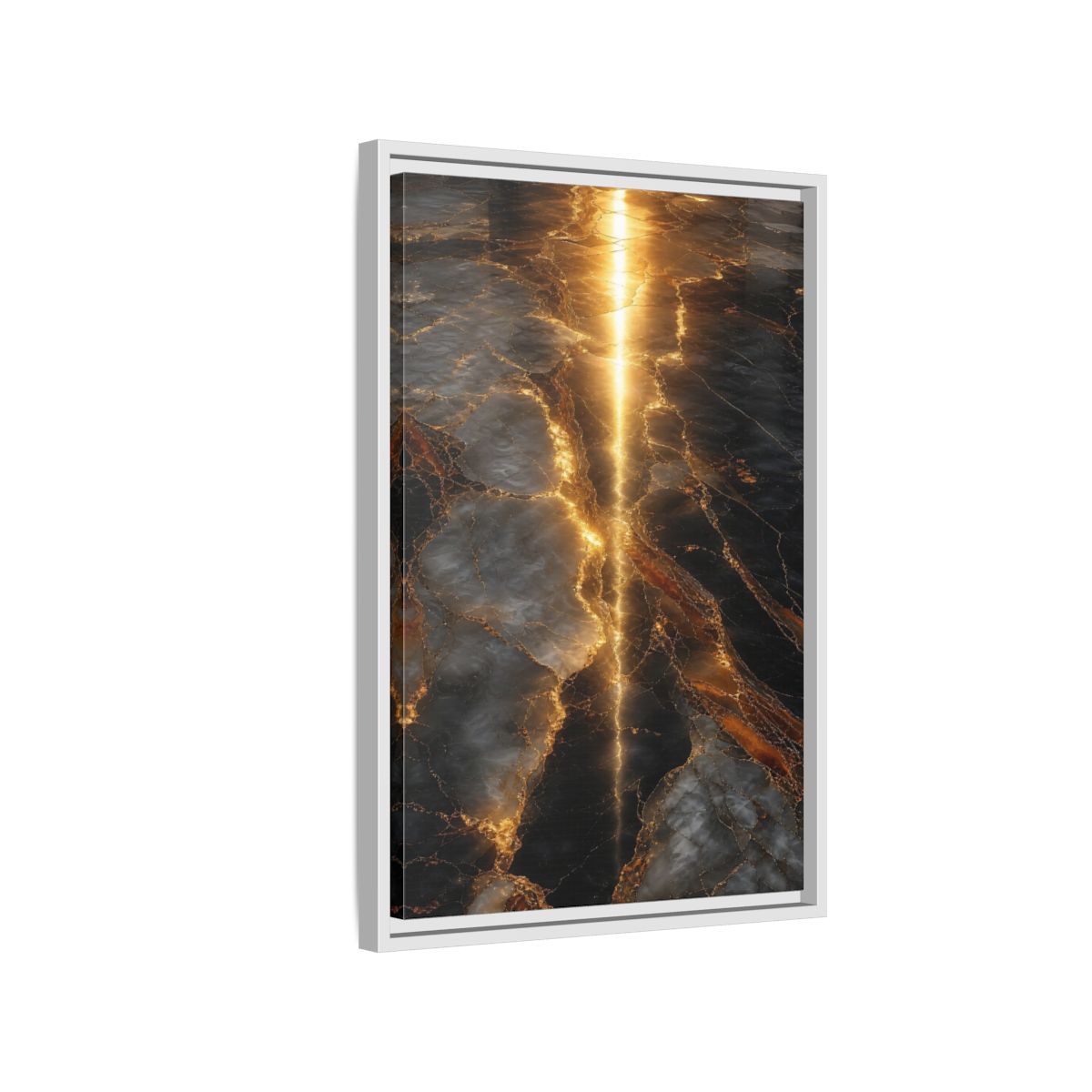 Abstract Gold Marble Black and Framed Canvas Wall Art - Living Room Decor Above Console Table shown as canvas wall art