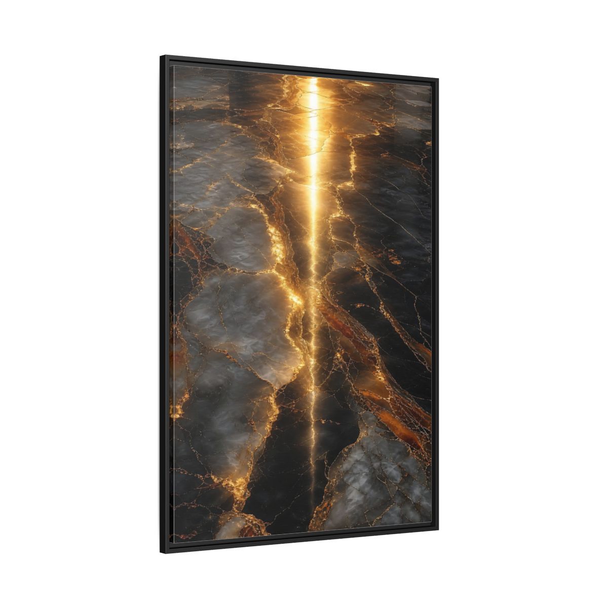 Abstract Gold Marble Black and Framed Canvas Wall Art - Living Room Decor Above Console Table shown as canvas wall art