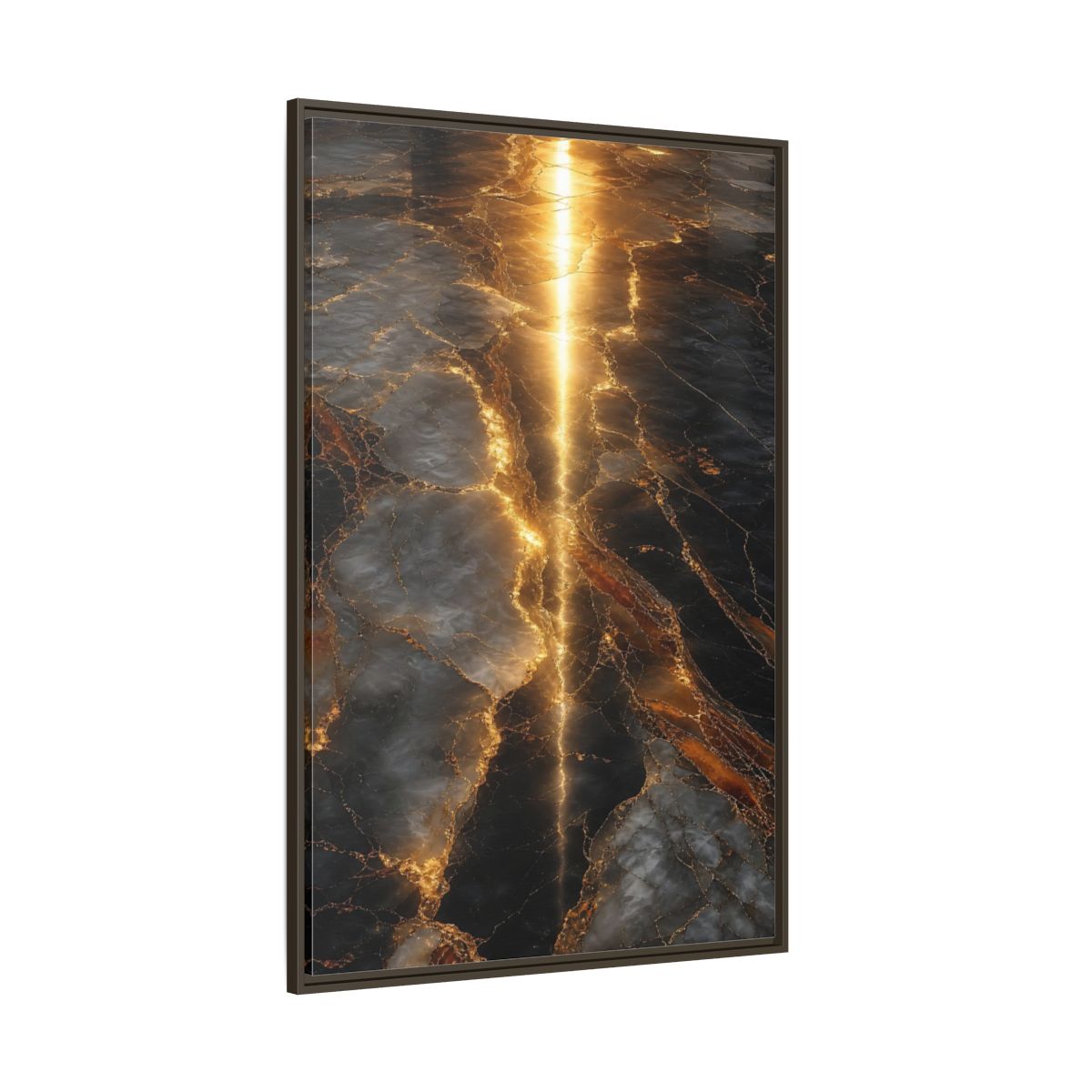 Abstract Gold Marble Black and Framed Canvas Wall Art - Living Room Decor Above Console Table shown as canvas wall art