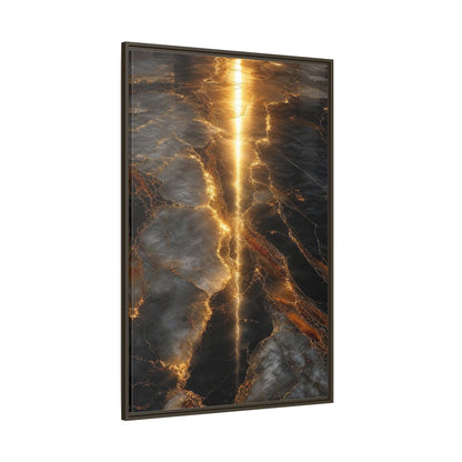 Abstract Gold Marble Black and Framed Canvas Wall Art - Living Room Decor Above Console Table shown as canvas wall art