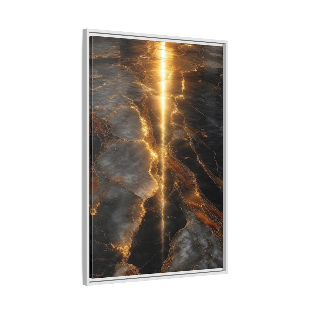 Abstract Gold Marble Black and Framed Canvas Wall Art - Living Room Decor Above Console Table shown as canvas wall art