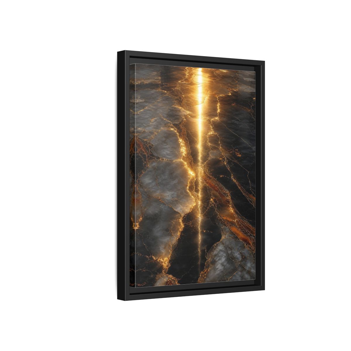 Abstract Gold Marble Black and Framed Canvas Wall Art - Living Room Decor Above Console Table shown as canvas wall art
