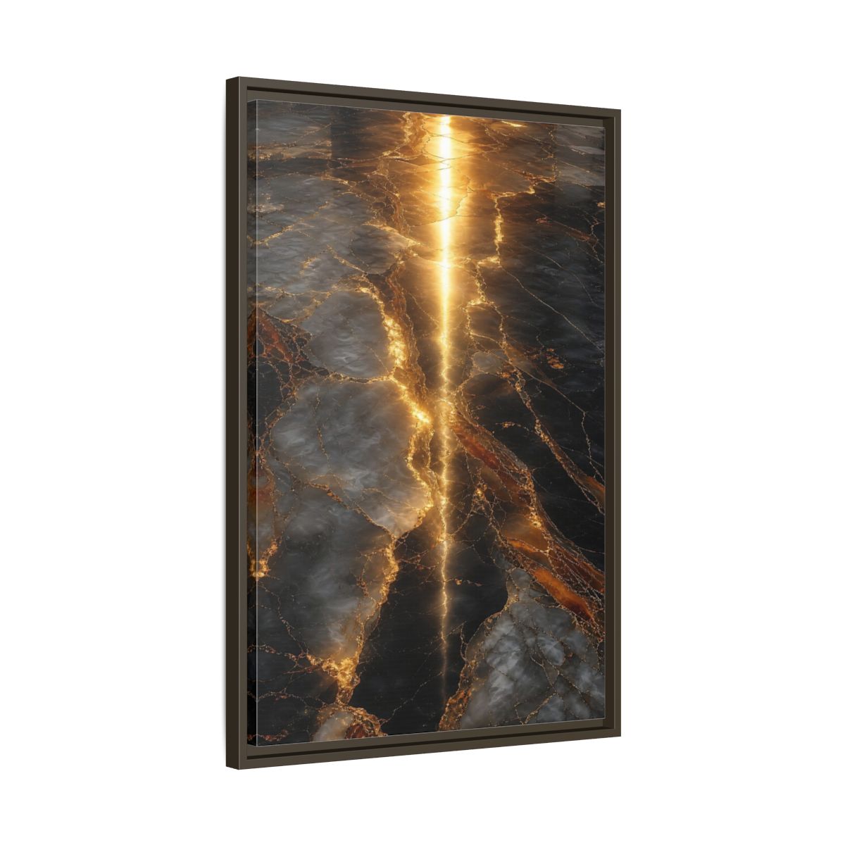 Abstract Gold Marble Black and Framed Canvas Wall Art - Living Room Decor Above Console Table shown as canvas wall art