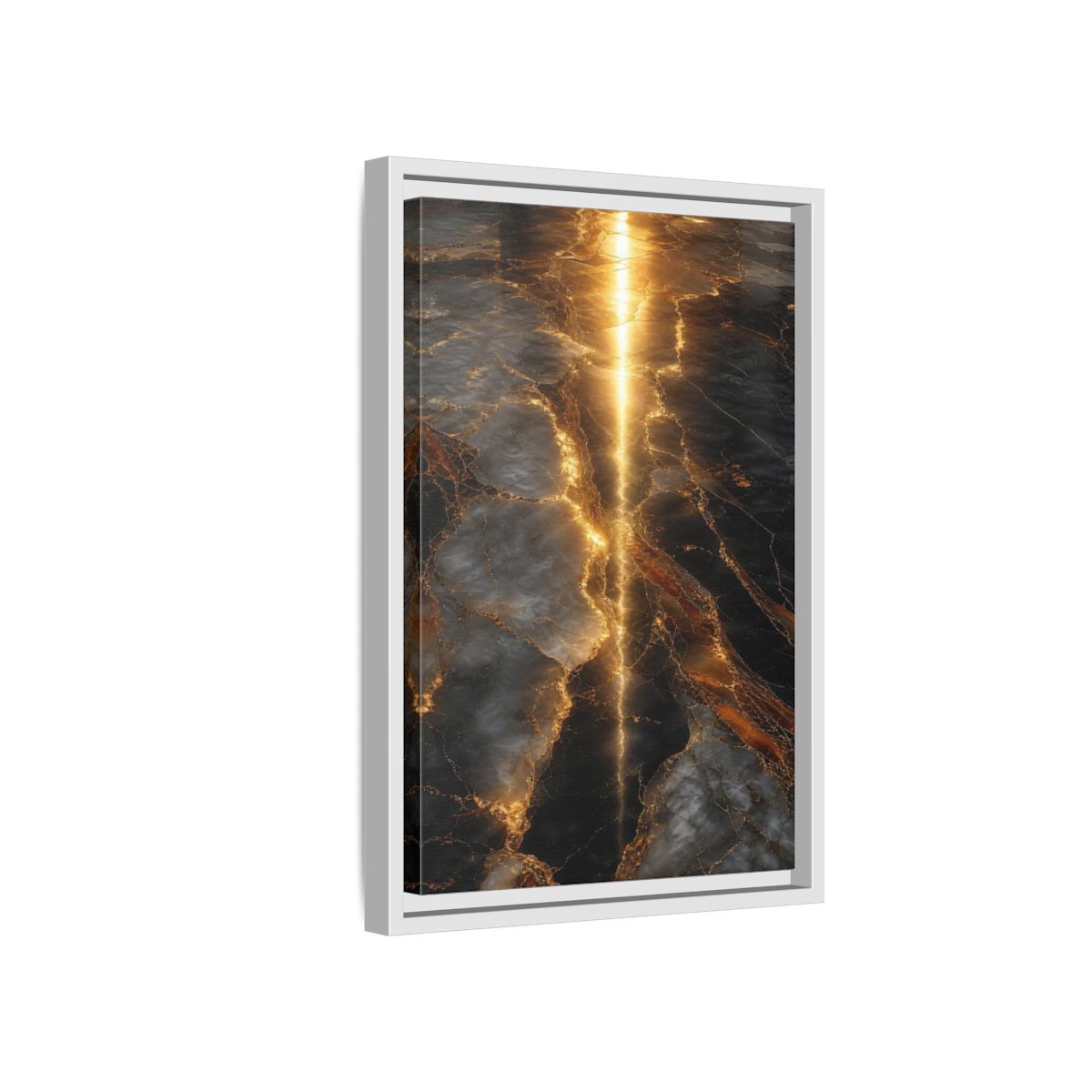 Abstract Gold Marble Black and Framed Canvas Wall Art - Living Room Decor Above Console Table shown as canvas wall art