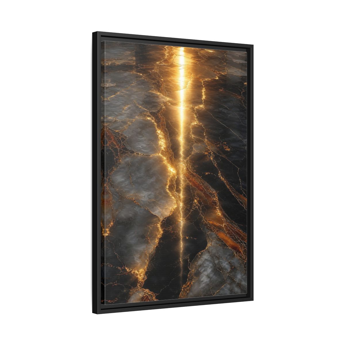 Abstract Gold Marble Black and Framed Canvas Wall Art - Living Room Decor Above Console Table shown as canvas wall art