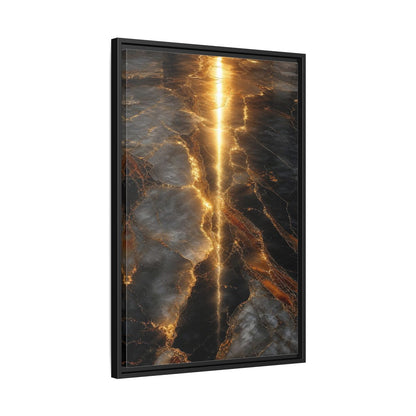 Abstract Gold Marble Black and Framed Canvas Wall Art - Living Room Decor Above Console Table shown as canvas wall art