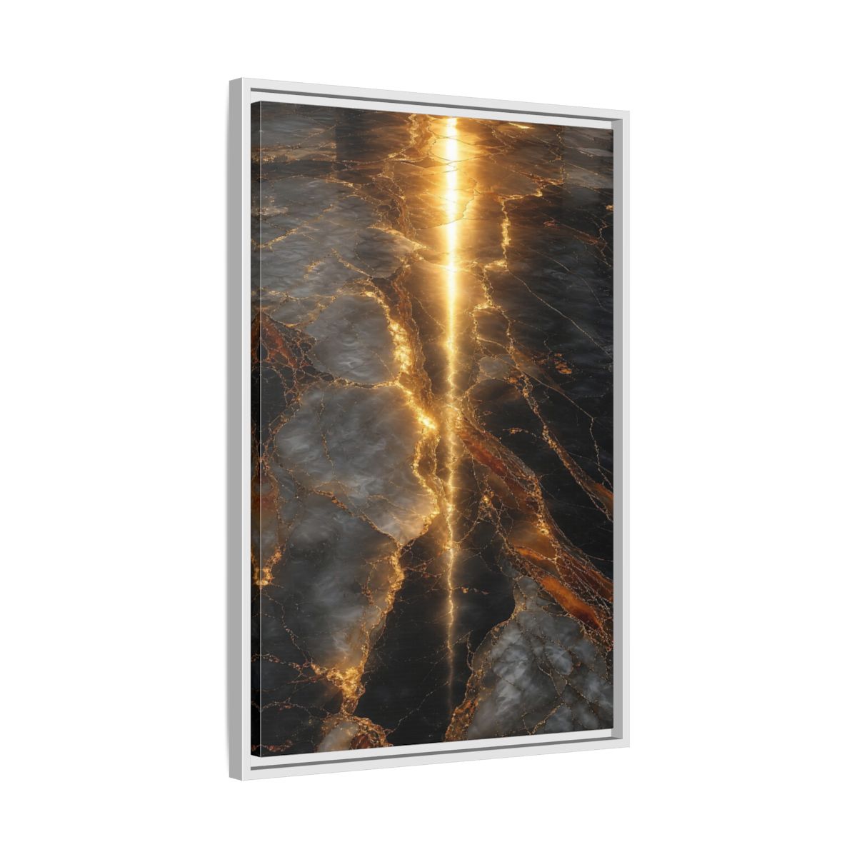 Abstract Gold Marble Black and Framed Canvas Wall Art - Living Room Decor Above Console Table shown as canvas wall art