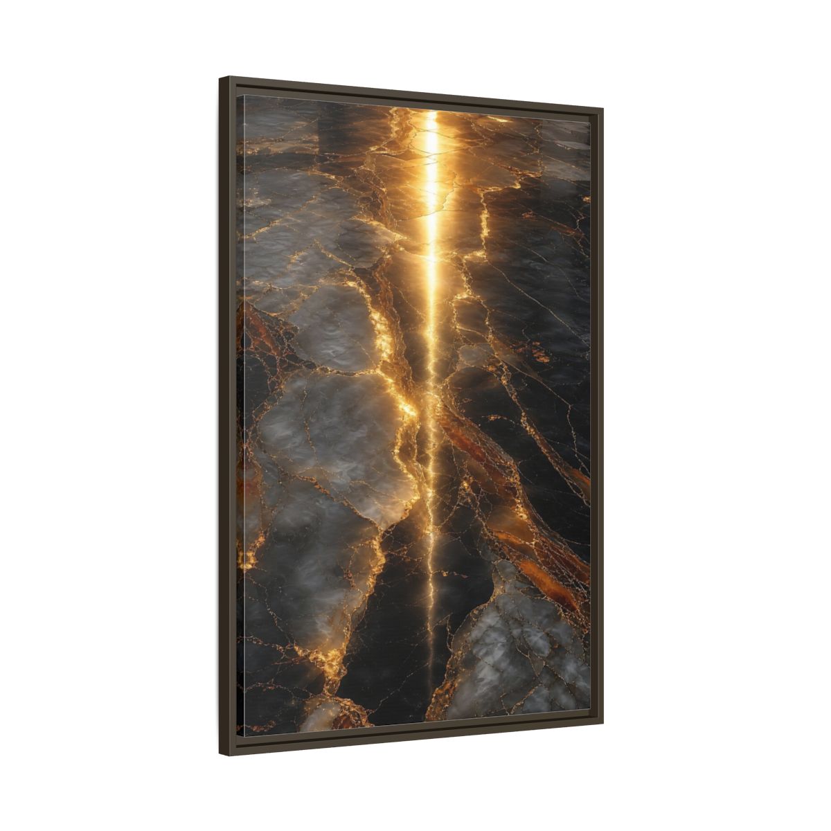 Abstract Gold Marble Black and Framed Canvas Wall Art - Living Room Decor Above Console Table shown as canvas wall art