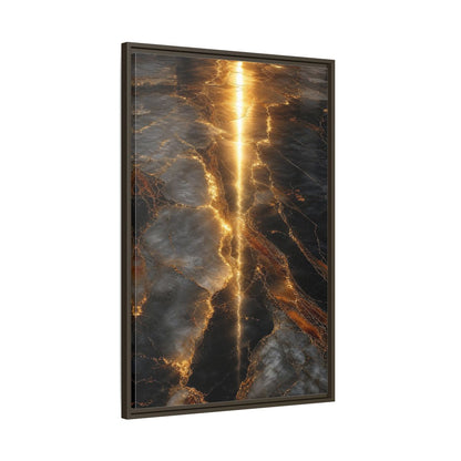 Abstract Gold Marble Black and Framed Canvas Wall Art - Living Room Decor Above Console Table shown as canvas wall art
