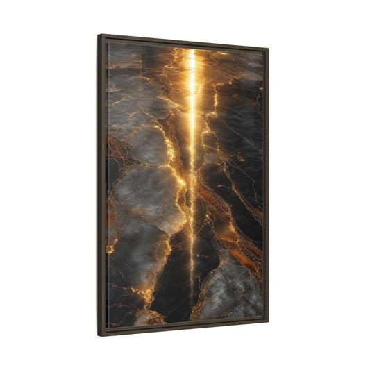 Main Mockup. Abstract Gold Marble Black And Gold shown as stretched canvas wall art
