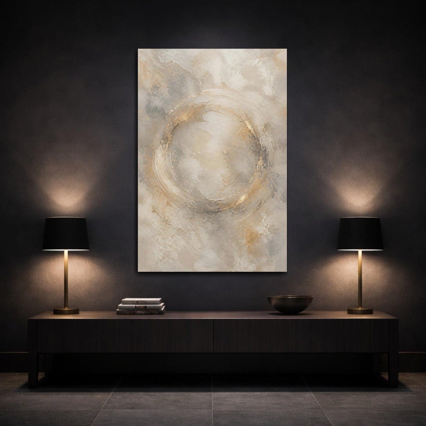 Mockup 3. Abstract Gold Ring shown as canvas print