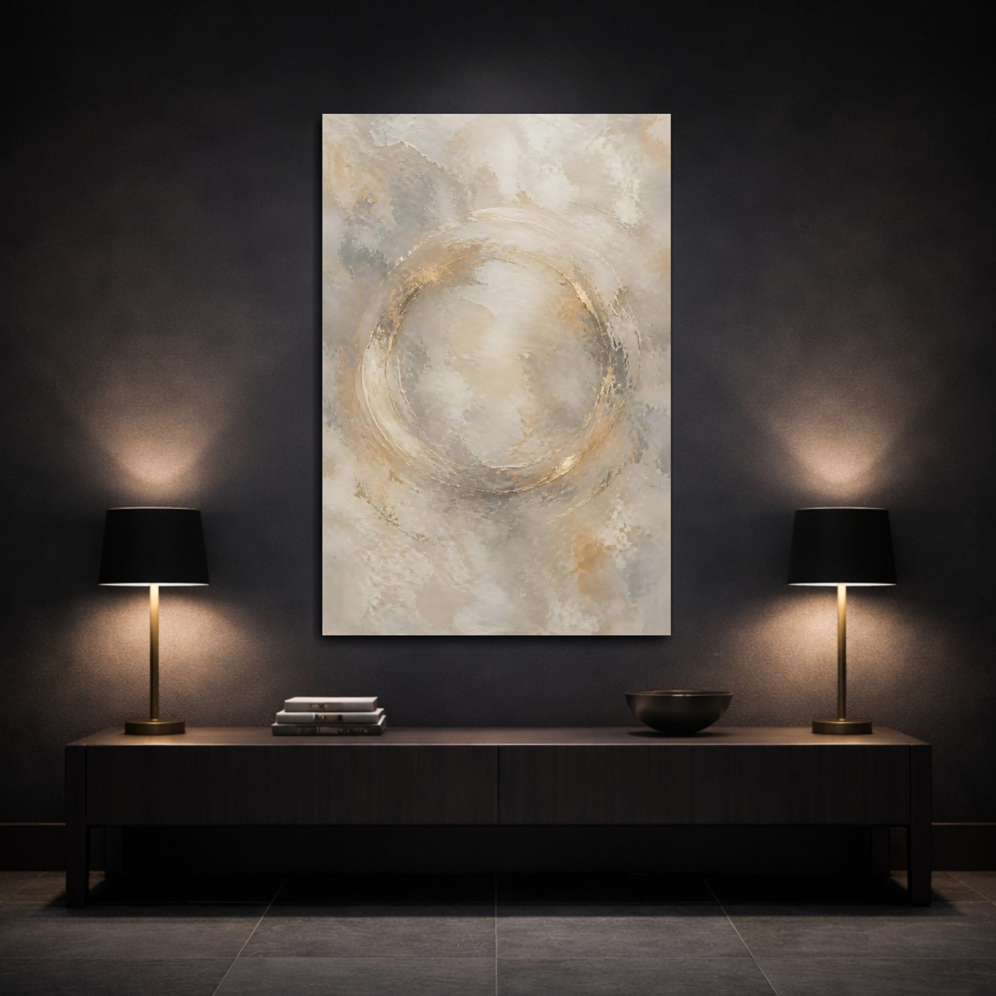 Mockup 3. Abstract Gold Ring shown as canvas print
