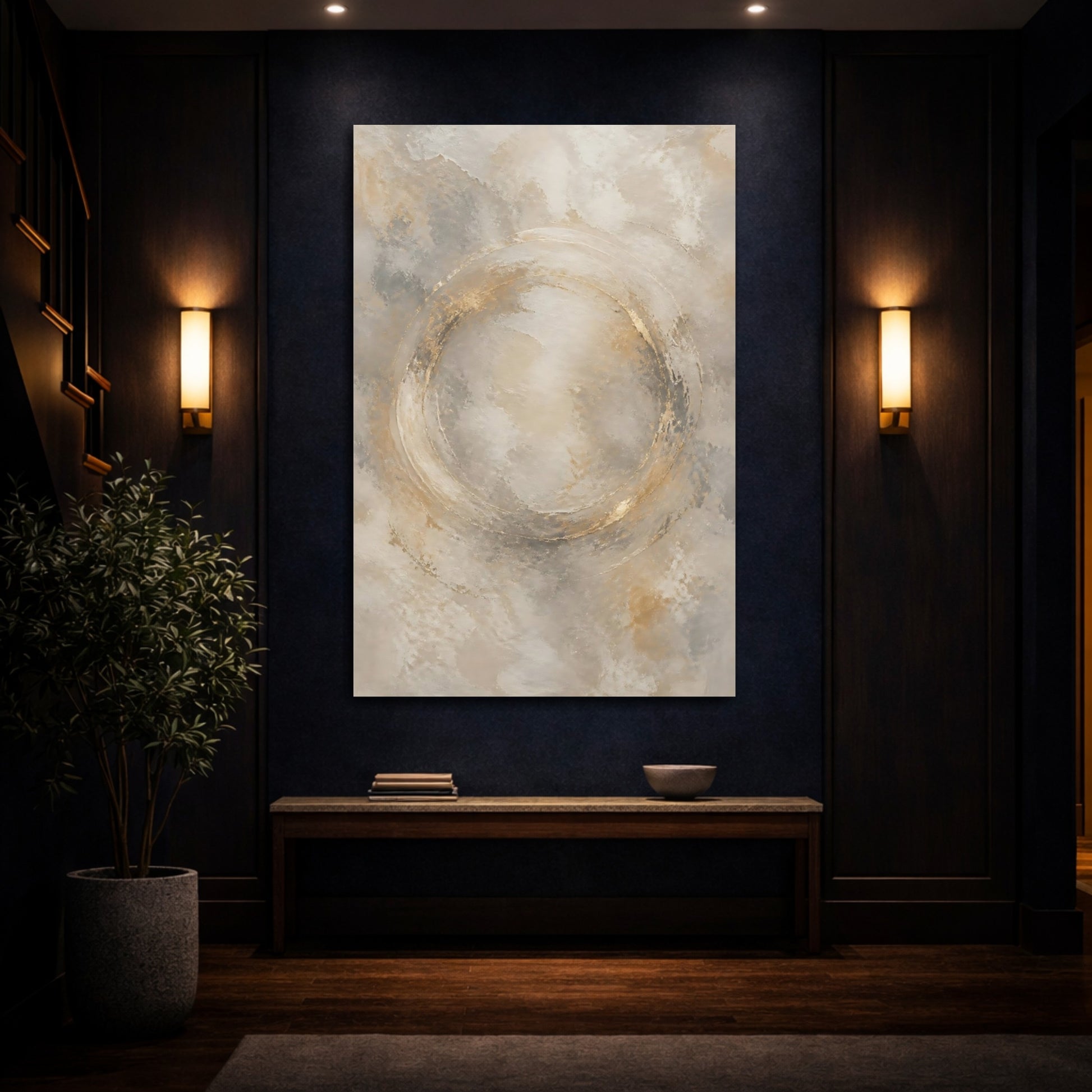 Mockup 4. Abstract Gold Ring shown as canvas print