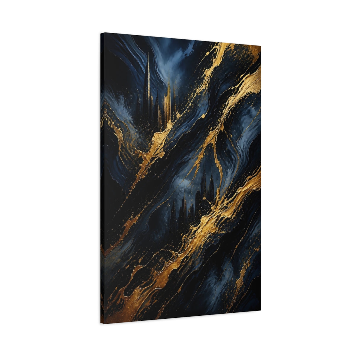 Main Mockup. Abstract Gold Skyline shown as canvas print