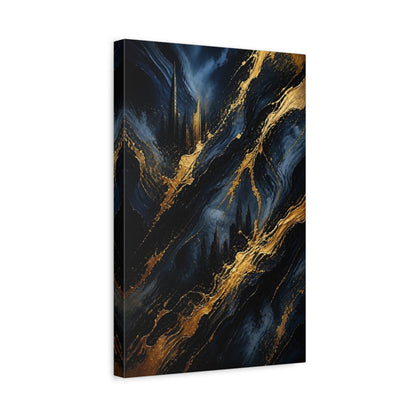 Side Mockup 4. Abstract Gold Skyline shown as canvas print