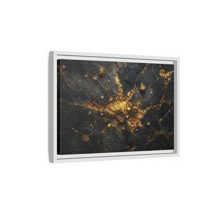 Side Mockup 4. Abstract Gold Texture Black And Gold Abstract shown as stretched canvas wall art