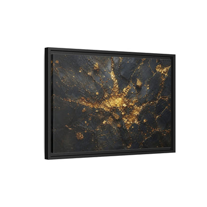 Side Mockup 3. Abstract Gold Texture Black And Gold Abstract shown as stretched canvas wall art
