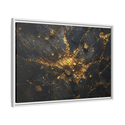 Side Mockup 10. Abstract Gold Texture Black And Gold Abstract shown as stretched canvas wall art