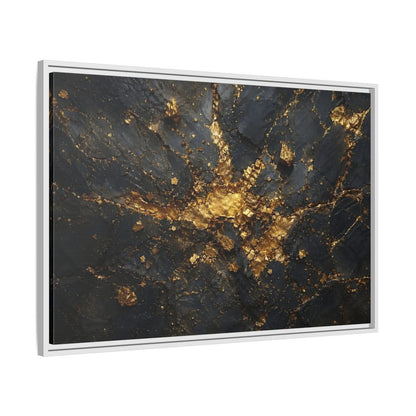 Side Mockup 9. Abstract Gold Texture Black And Gold Abstract shown as stretched canvas wall art