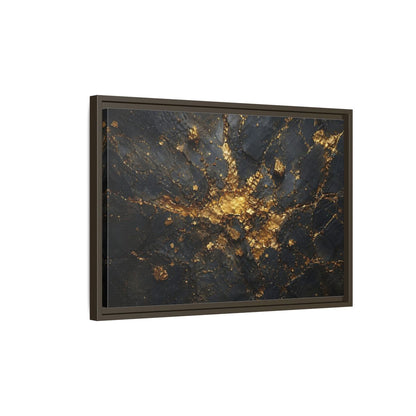 Side Mockup 2. Abstract Gold Texture Black And Gold Abstract shown as stretched canvas wall art