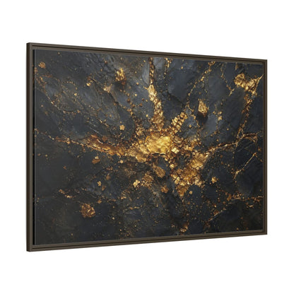 Side Mockup 8. Abstract Gold Texture Black And Gold Abstract shown as stretched canvas wall art