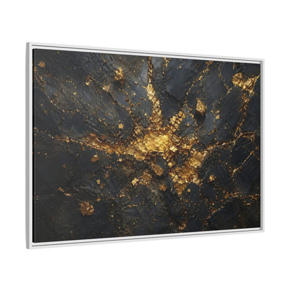 Side Mockup 7. Abstract Gold Texture Black And Gold Abstract shown as stretched canvas wall art
