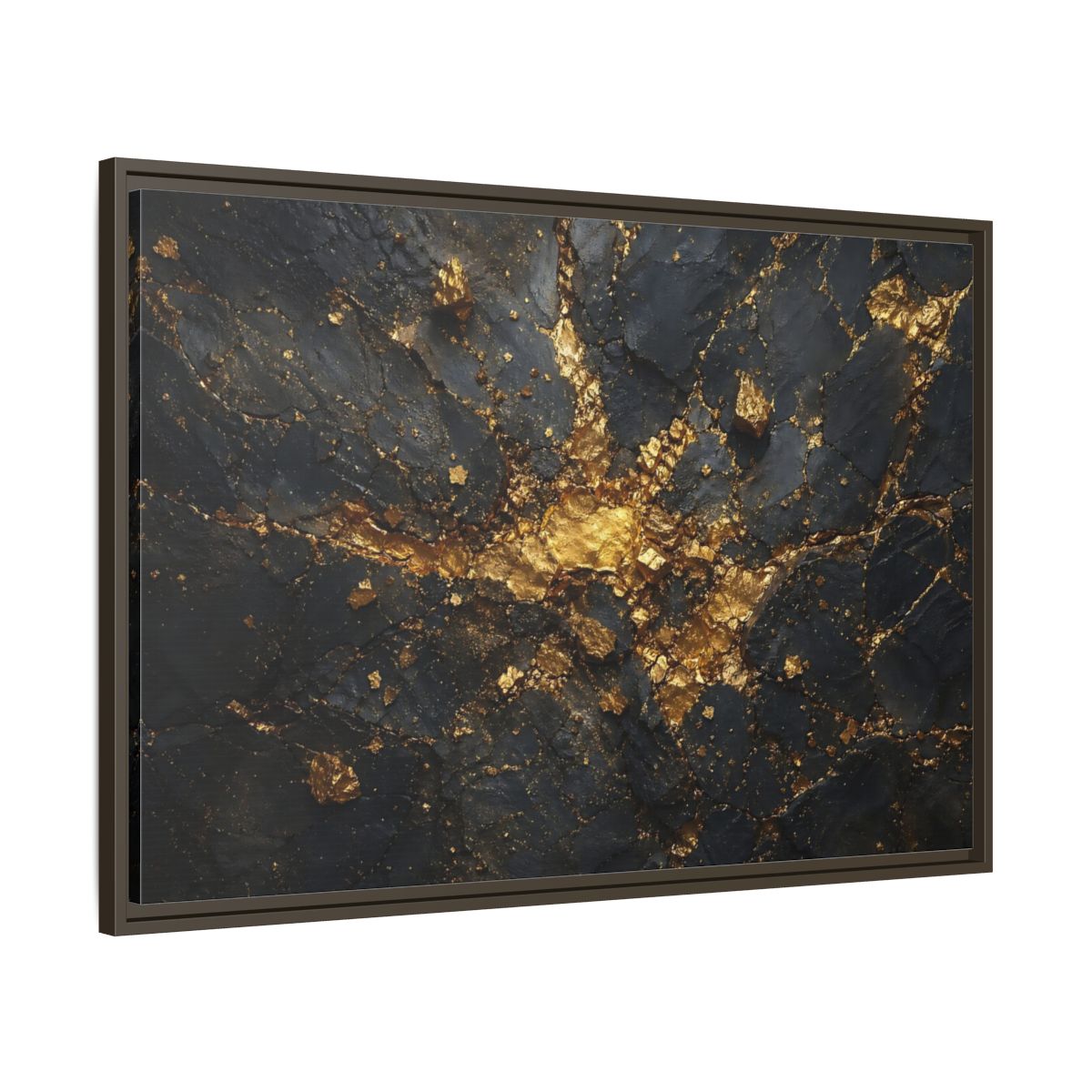 Main Mockup. Abstract Gold Texture Black And Gold Abstract shown as stretched canvas wall art