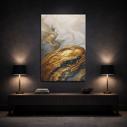 Mockup 3. Abstract Gold Vein Accent shown as canvas print