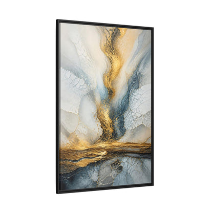 Side Mockup 12. Abstract Gold Vein shown as framed canvas print