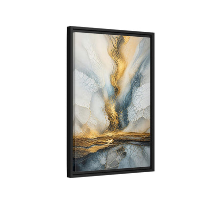 Side Mockup 3. Abstract Gold Vein shown as framed canvas print