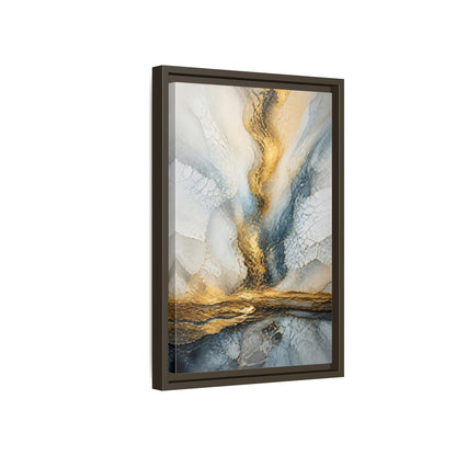 Side Mockup 5. Abstract Gold Vein shown as framed canvas print