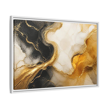 Side Mockup 10. Abstract Gold Veins shown as framed canvas print