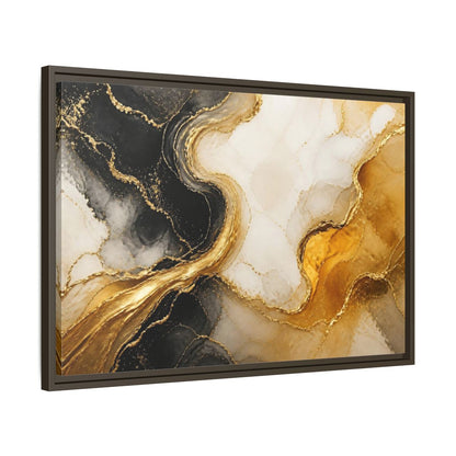 Side Mockup 11. Abstract Gold Veins shown as framed canvas print