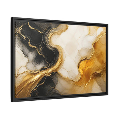 Side Mockup 14. Abstract Gold Veins shown as framed canvas print