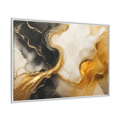 Side Mockup 7. Abstract Gold Veins shown as framed canvas print